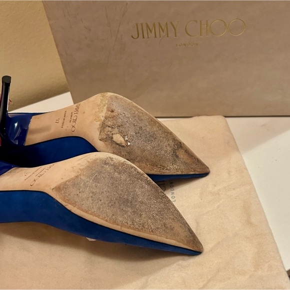 Jimmy Choo Navy Blue Pump Aegean Suede - Picture 7 of 10
